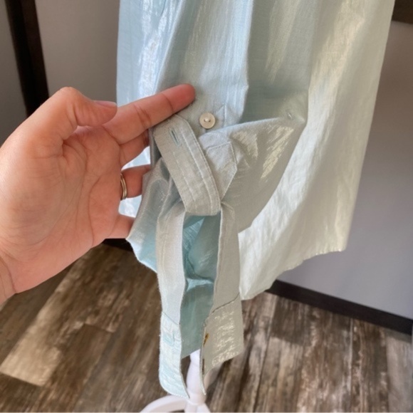 RUBY RD. Petite size 16 3/4 sleeve casual button down shirt metallic collar neck - Picture 11 of 12